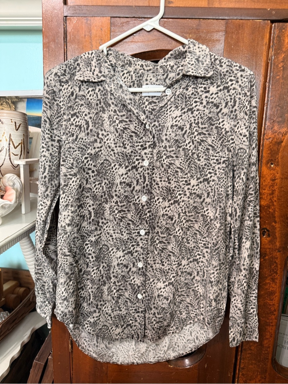 R Label Cheetah Print Blouse 100% Silk
